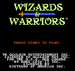 Wizards & Warriors (USA) Title Screen